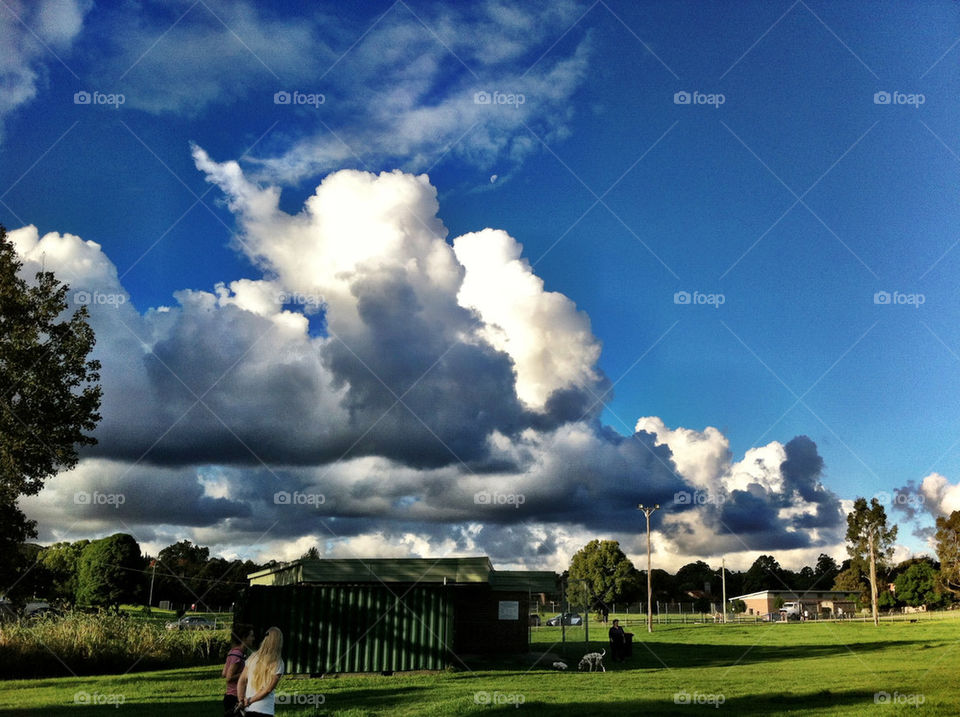 sky field nature blue by king