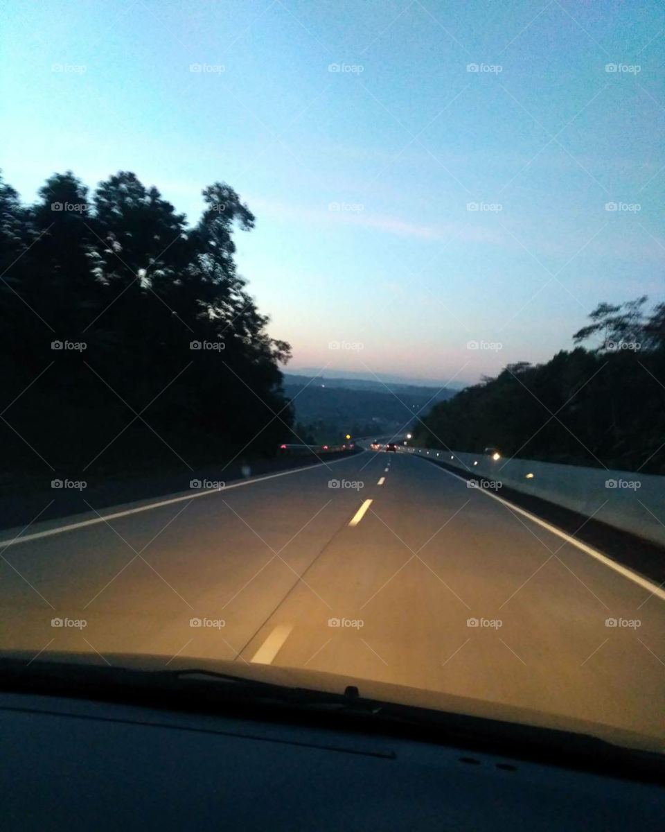 The atmosphere of Salatiga toll road - Semarang in the morning at sunrise