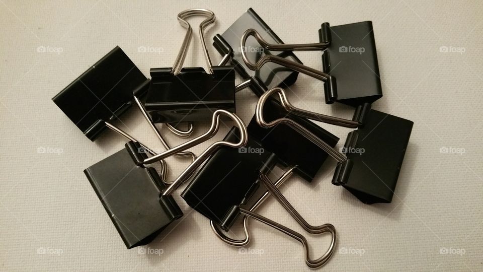 Close-up of binder clips