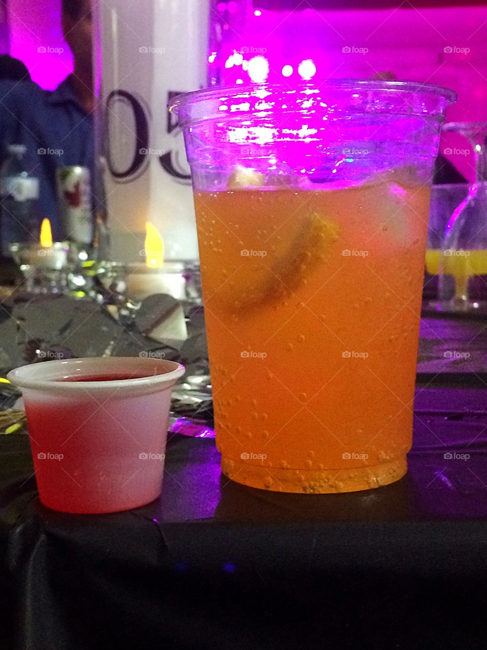 Tropical orange rum drink and vodka jello shot