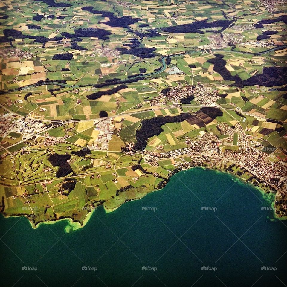 Aerial view of Switzerland countryside