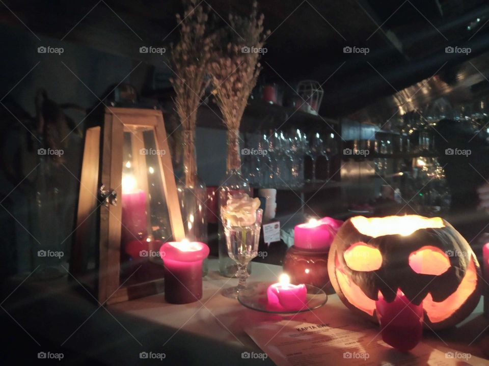 Halloween, pumpkin, candles, magic, candlelit evening
