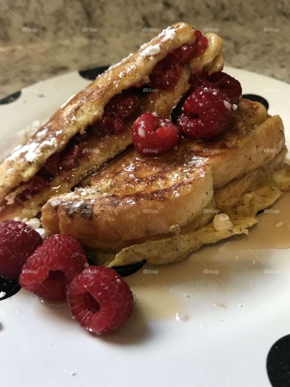 Raspberry cookie butter French toast sandwich for breakfast 