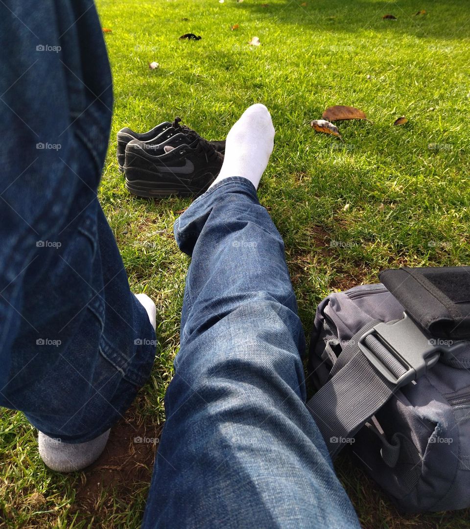 Chilling in a park