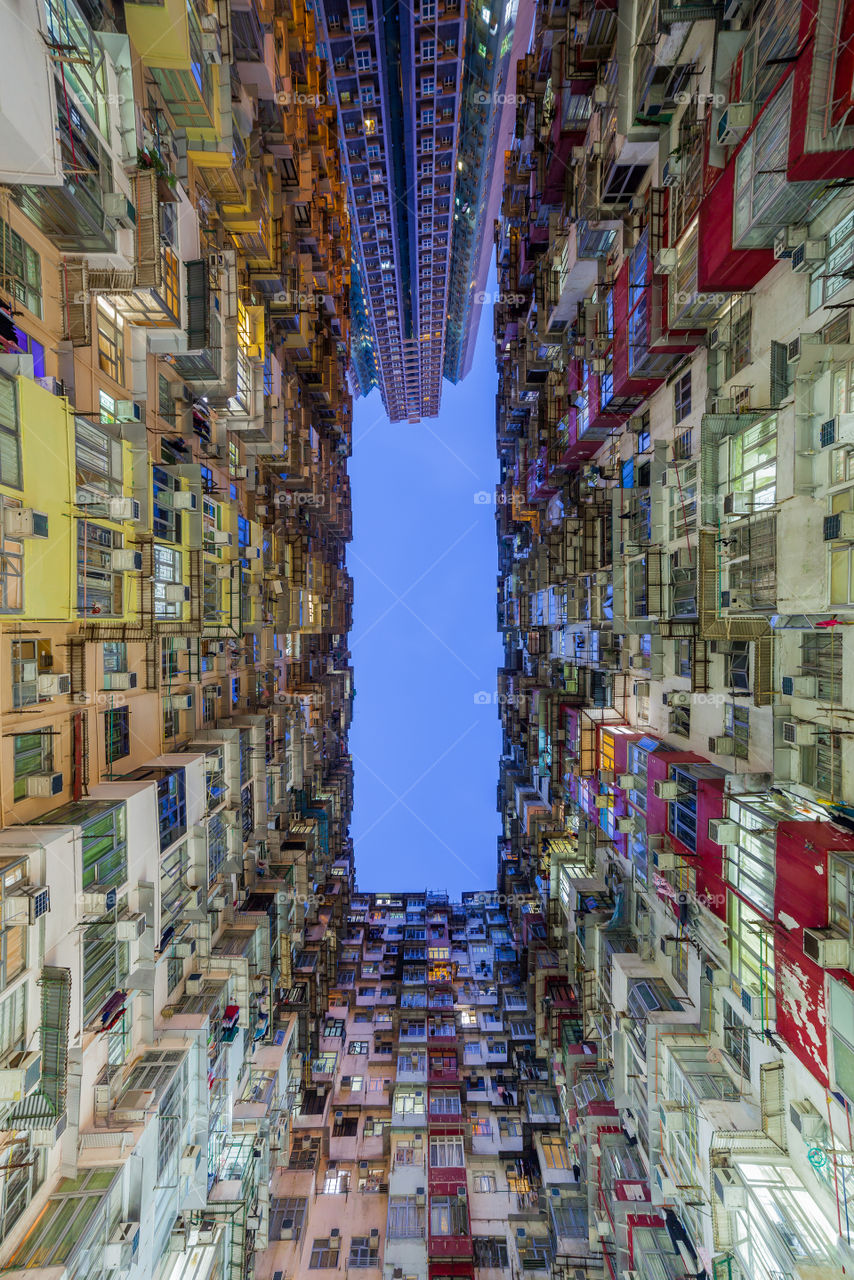 Low angle view of building in hong kong