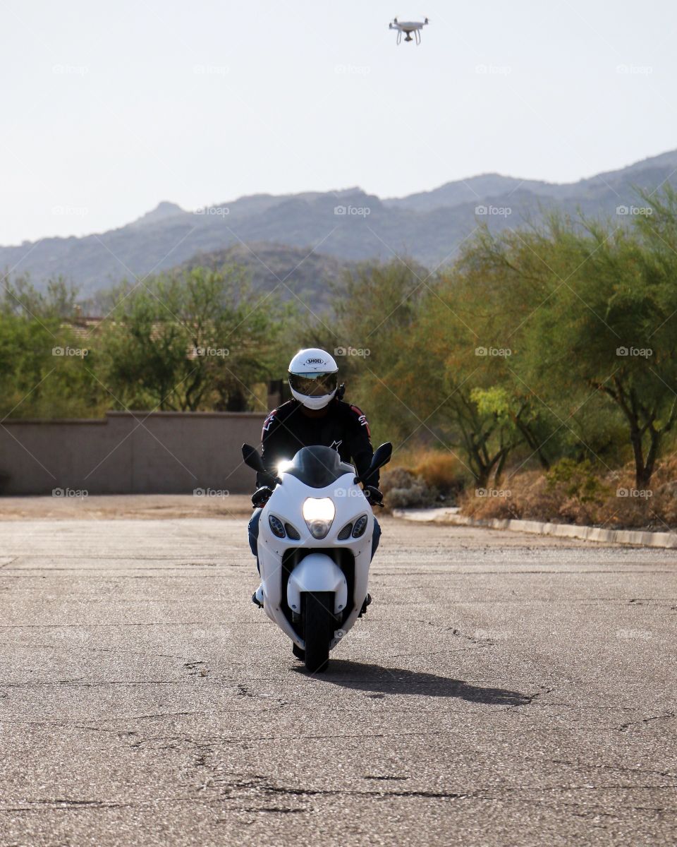 Motorcycle shot with drone 