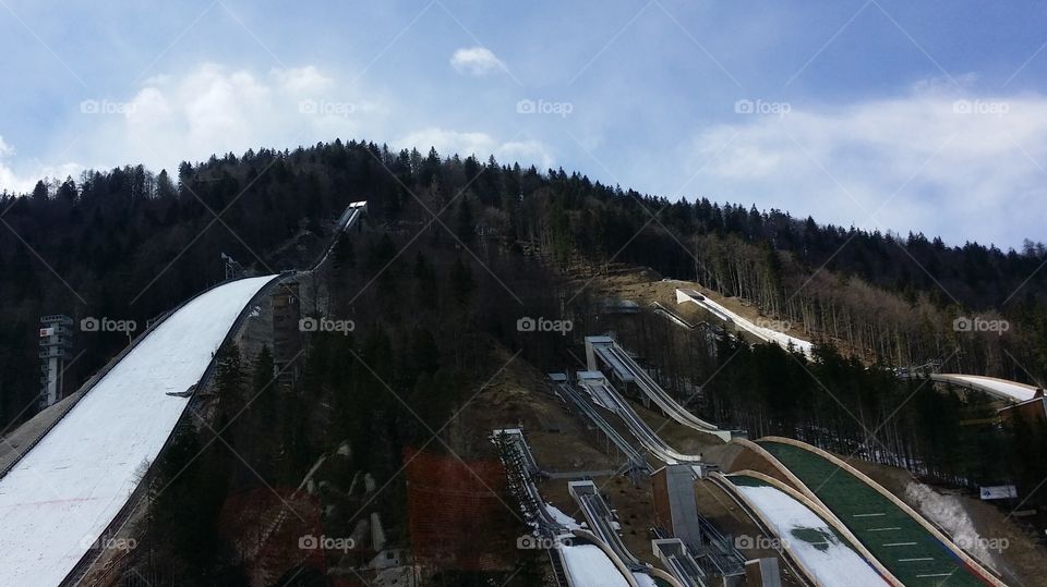Ski jumping tables after a season is over