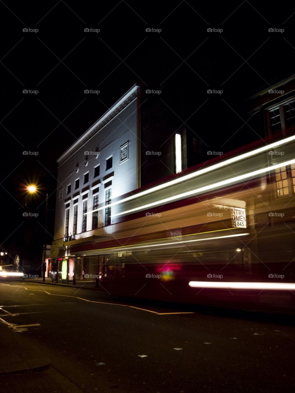 Bus in motion in london