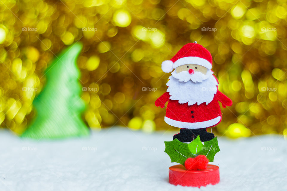 Santa Claus and golden background, Christmas time