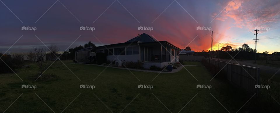 Sunset over Country Cottage