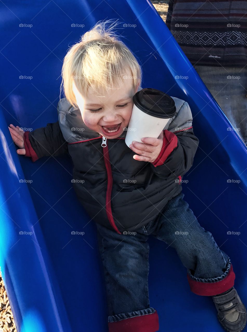 Coffee and the slide 