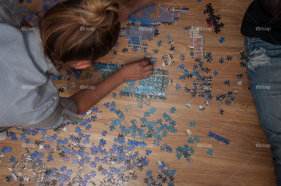 Working together on a puzzle