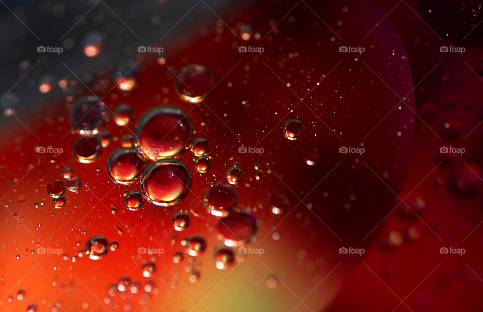 Oil in water bubbles abstract colorful background