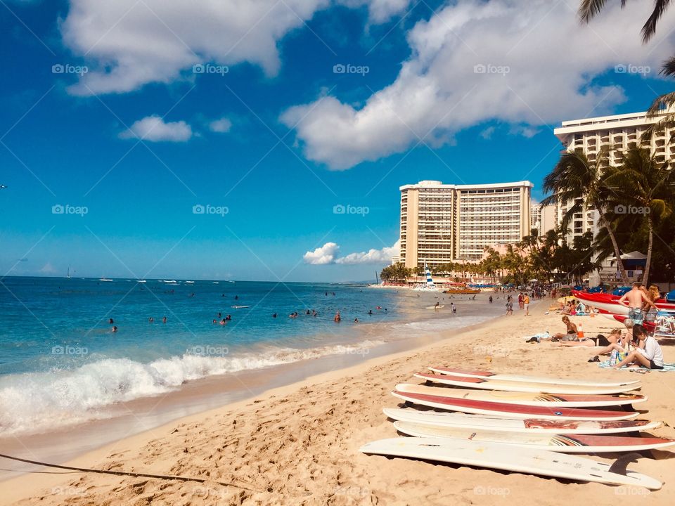 Kayaks on the beach 