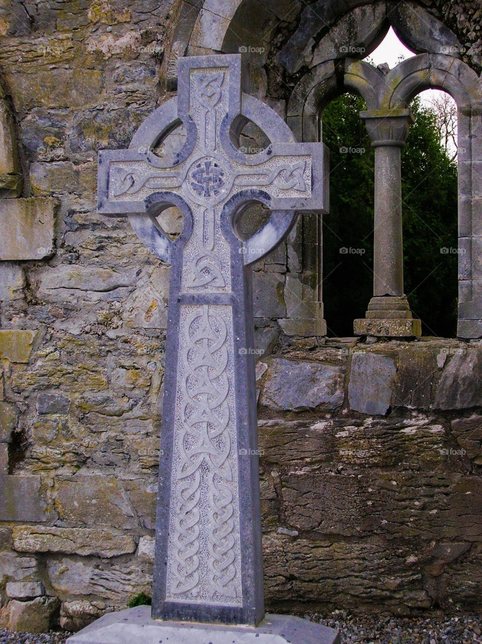 Celtic Cross. Celtic Cross in old cemetery, Ireland 