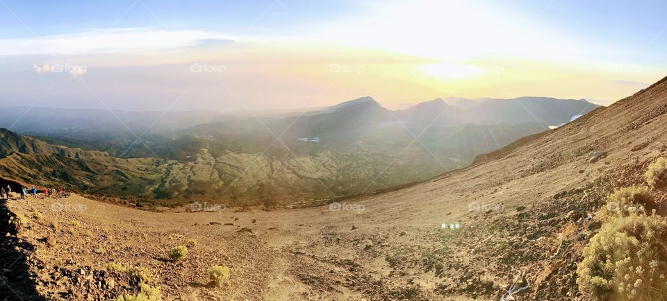 Panoramic view of hill during sunset