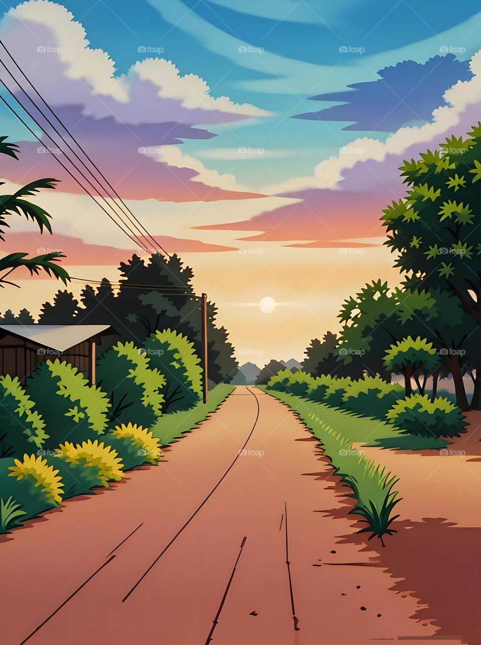 Sunset in front of my house which is a distant countryside.