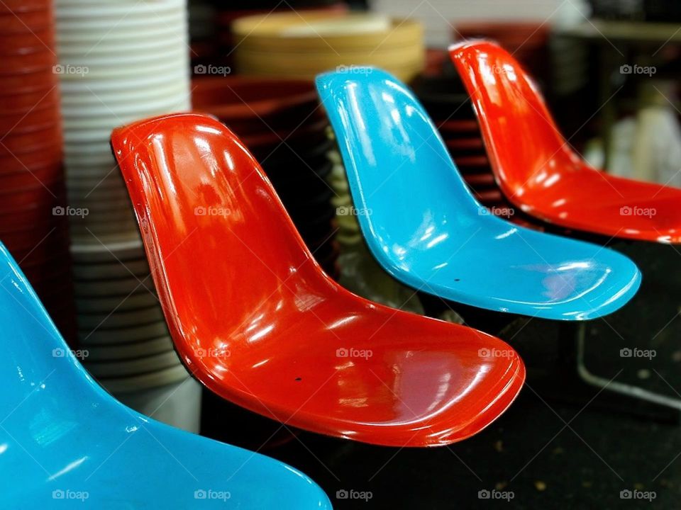 Colorful plastic chairs