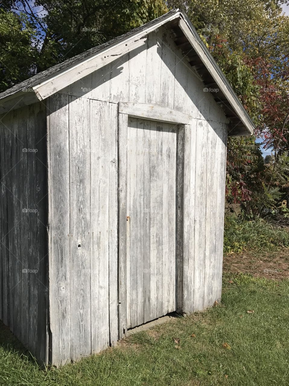 Front side of old weathered shed