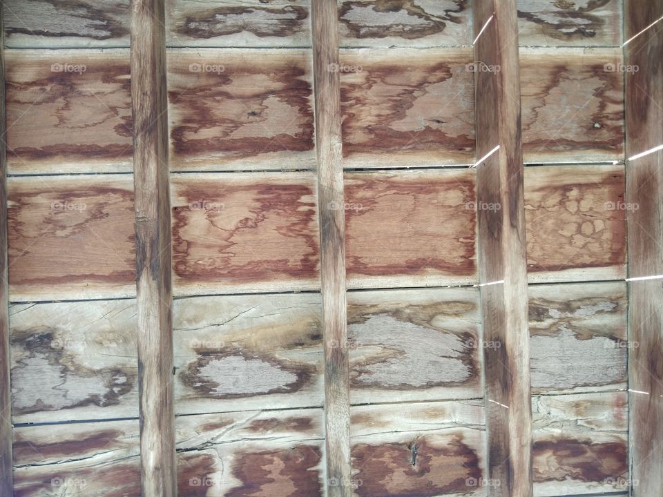 Wood ceiling in the basement of the old rice barn.