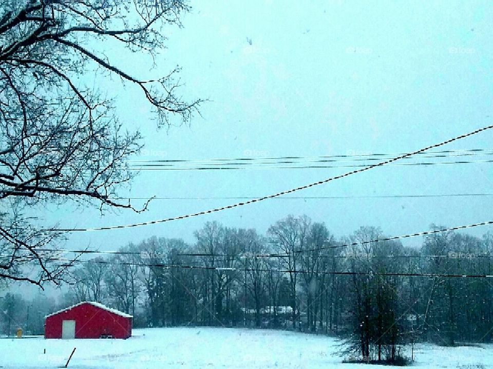Red Barn in Winter