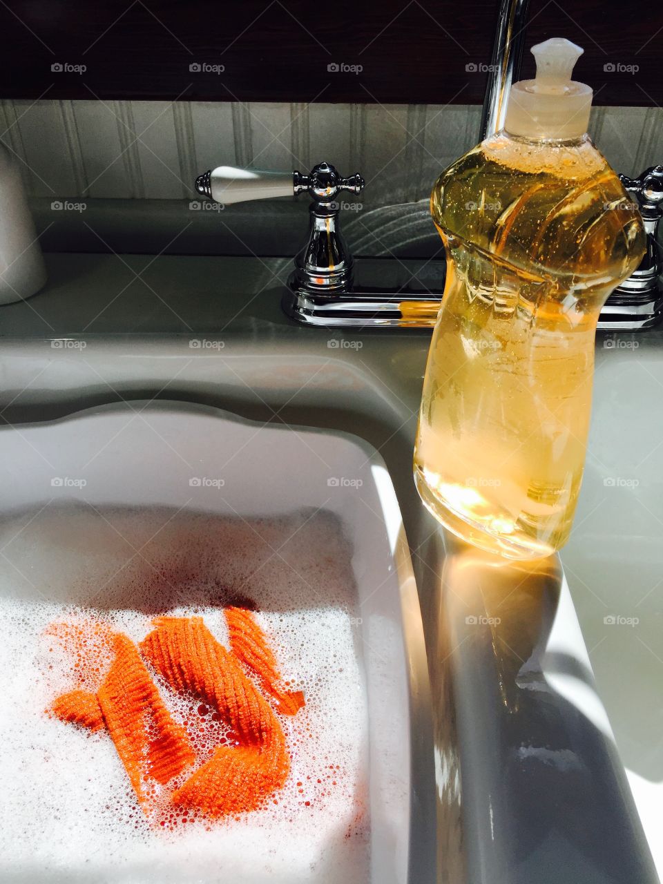 Orange Color Story - orange dish soap and dish rag