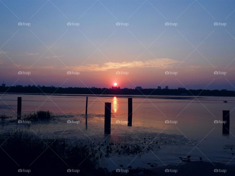 Kiev dawn on the Dnieper River