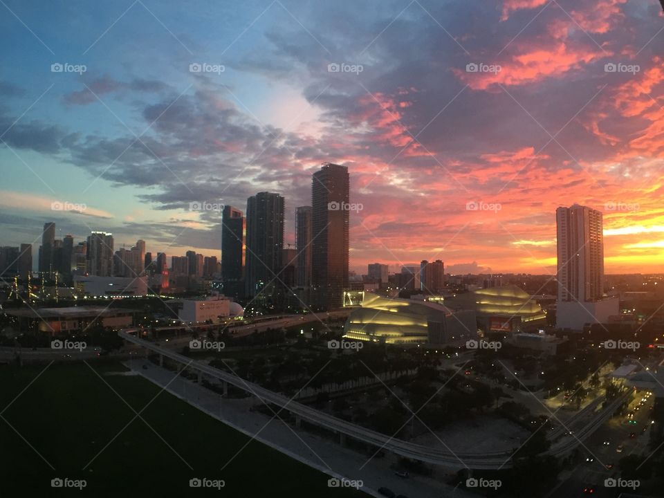 Miami sunset view 