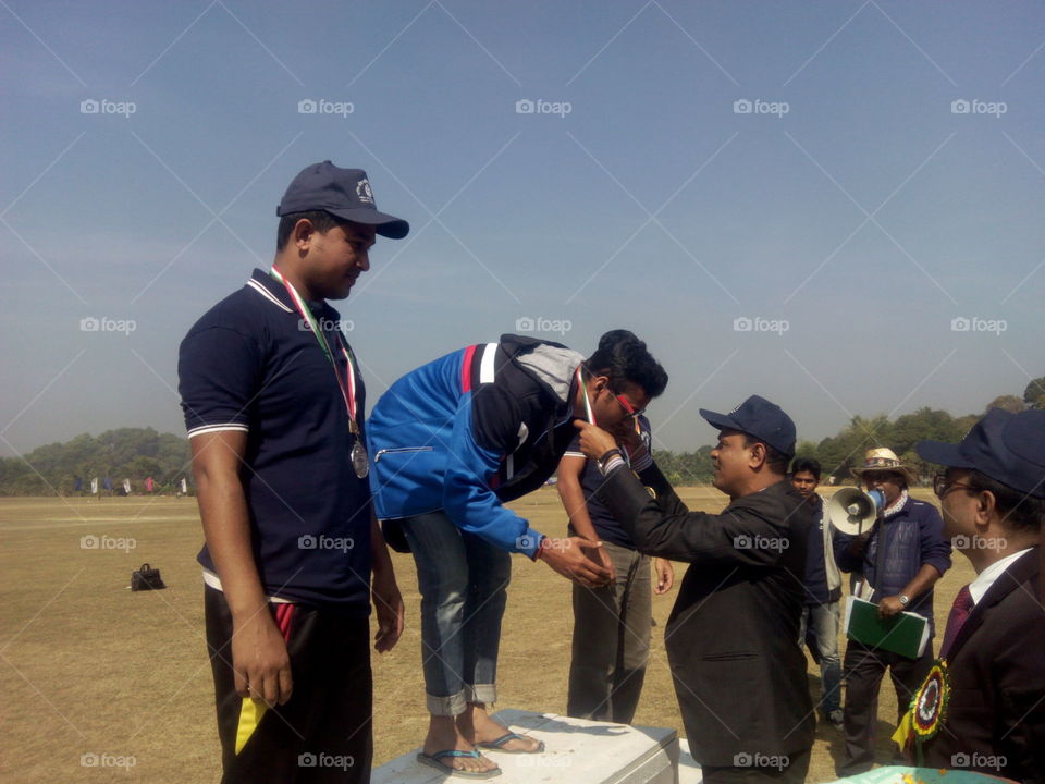 Medal ceremony after sports competition