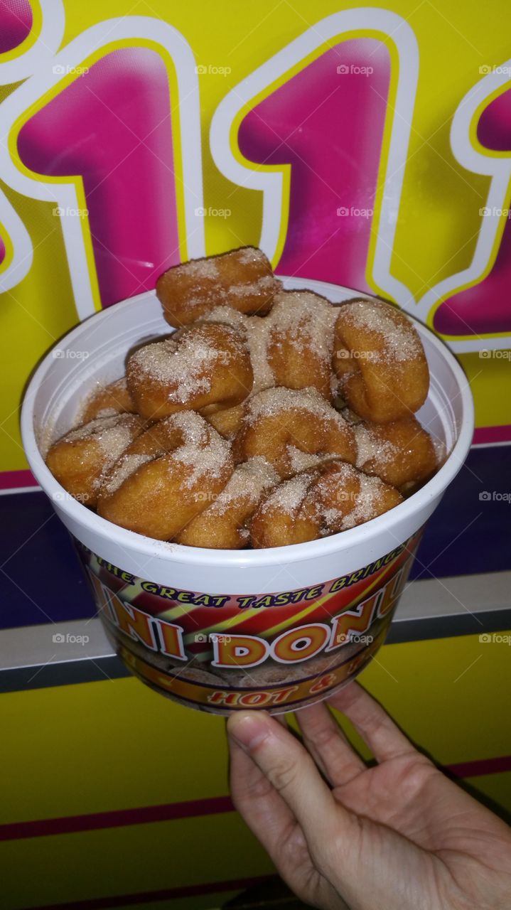 bucket of mini Donuts from Fair summertime