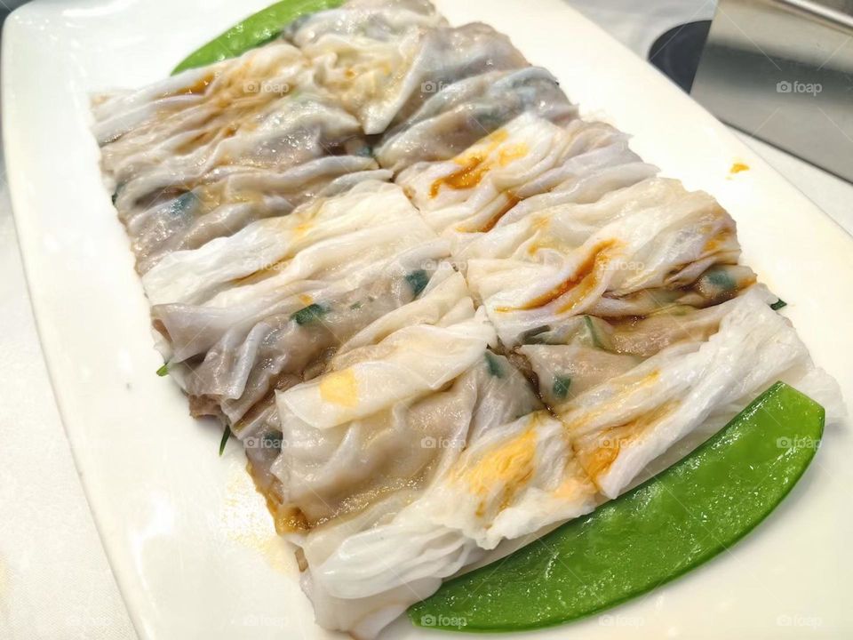 Egg steamed vermicelli roll in Guangdong tea restaurant