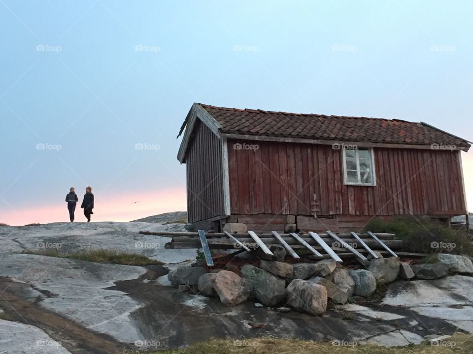Swedish summer night by the fishermen's sheds