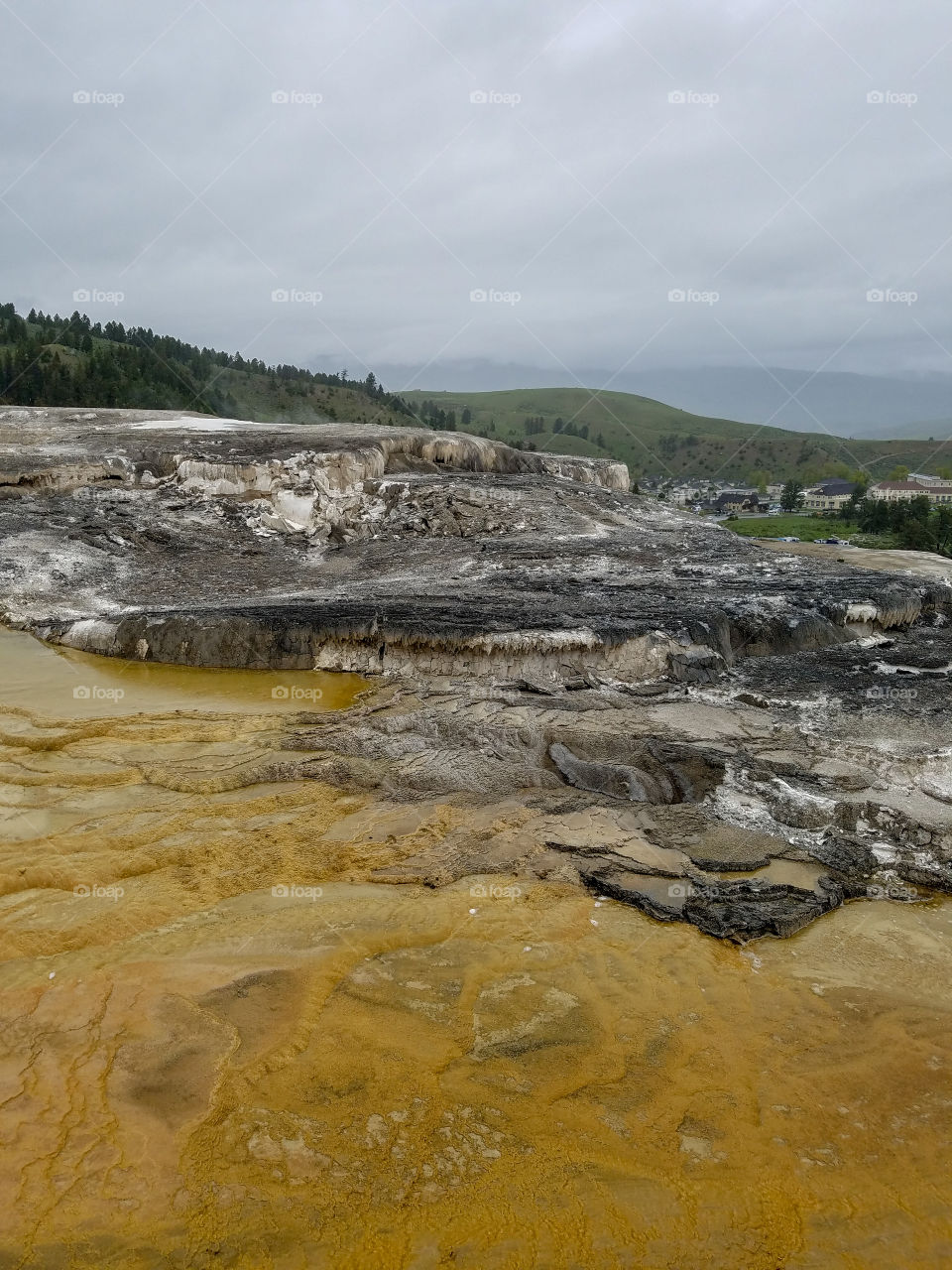 side of mammoth hot springs