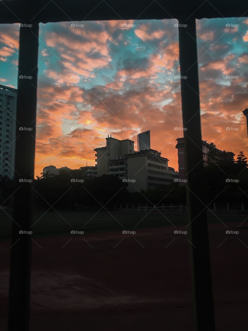 Sunset between bars 