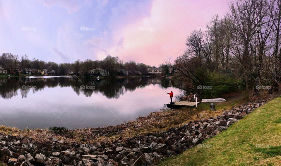 A fisherman enjoying the lake