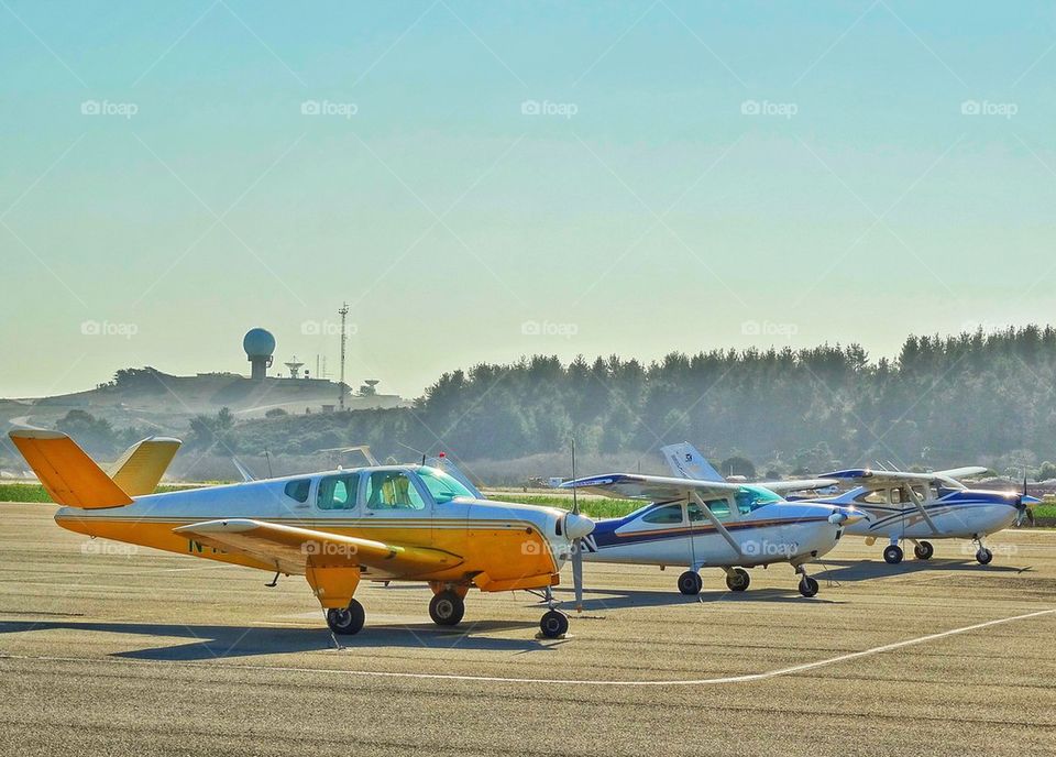 Light aircraft at a rural airport