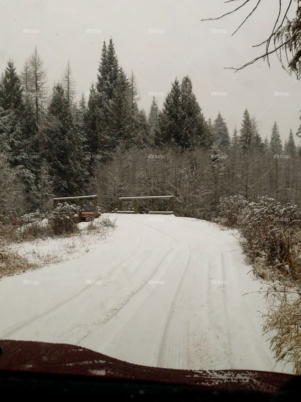 snow covered bridge