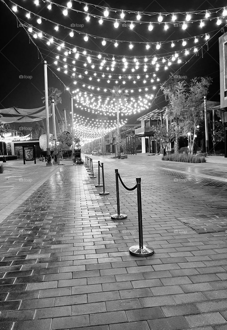 Wet luminous street ( La Mer, Dubai)