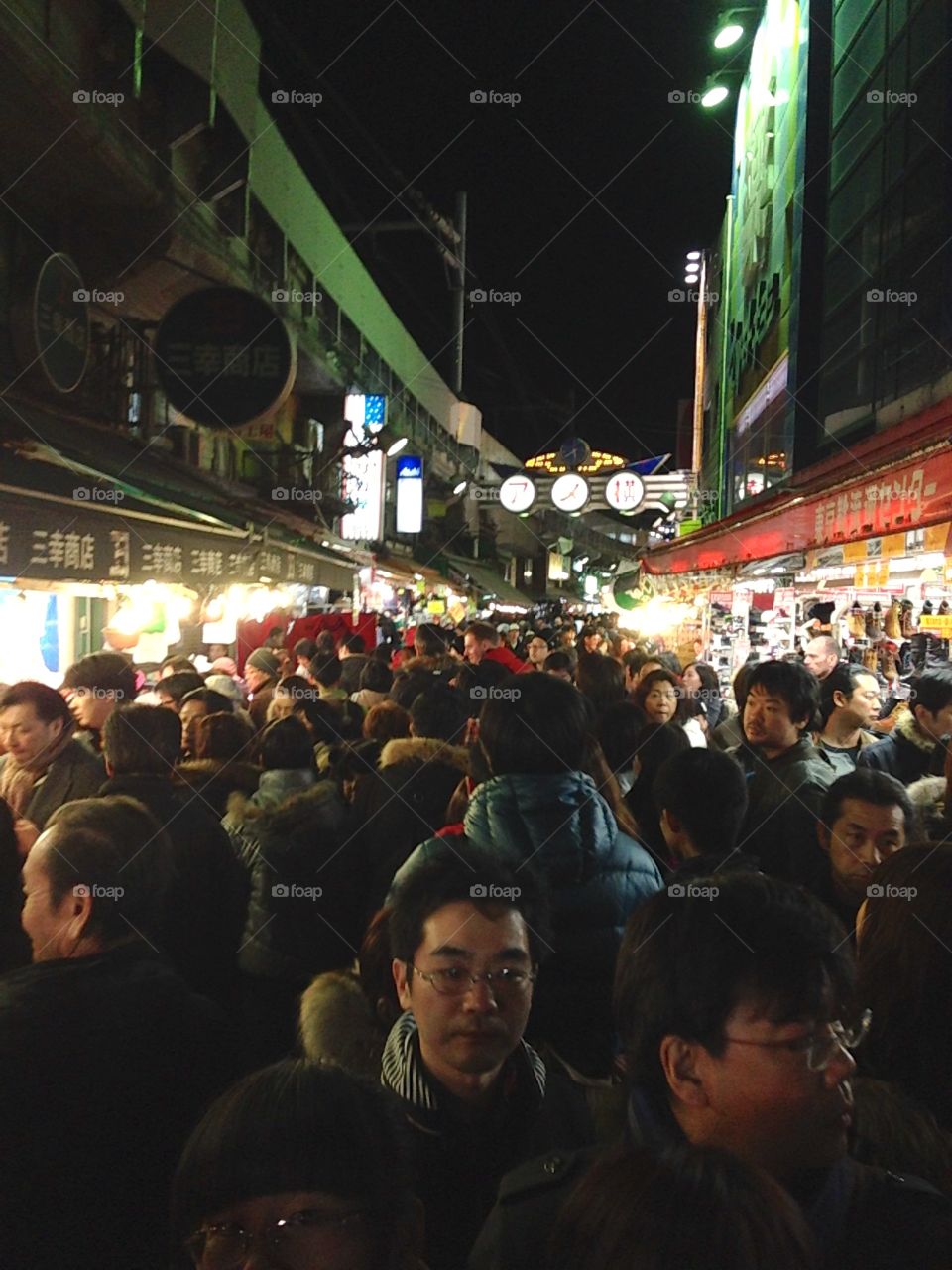Crowded Ameyoko Market. Very crowded night on Dec 30, 2014. 