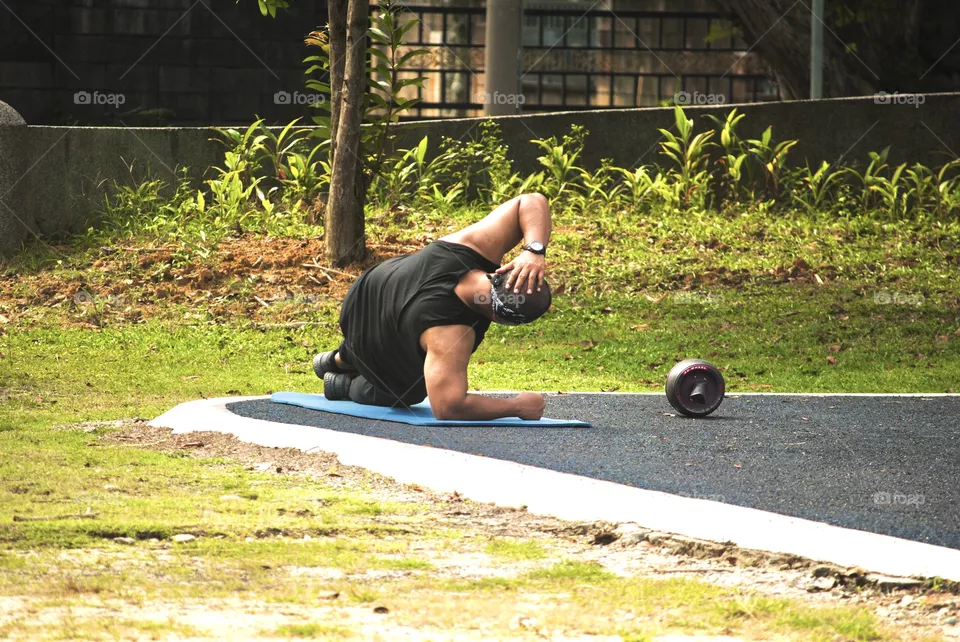 A man exercising 