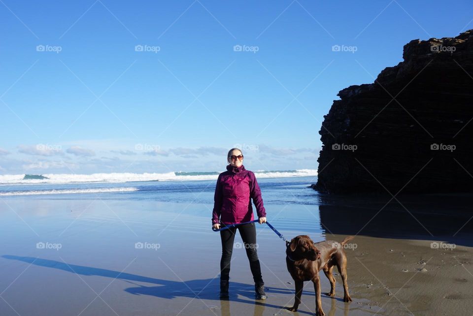 Beach#ocean#human#dog