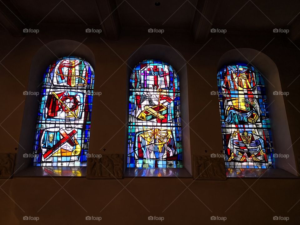 Stained Glass, Window, Church, Luxembourg, Luxembourg