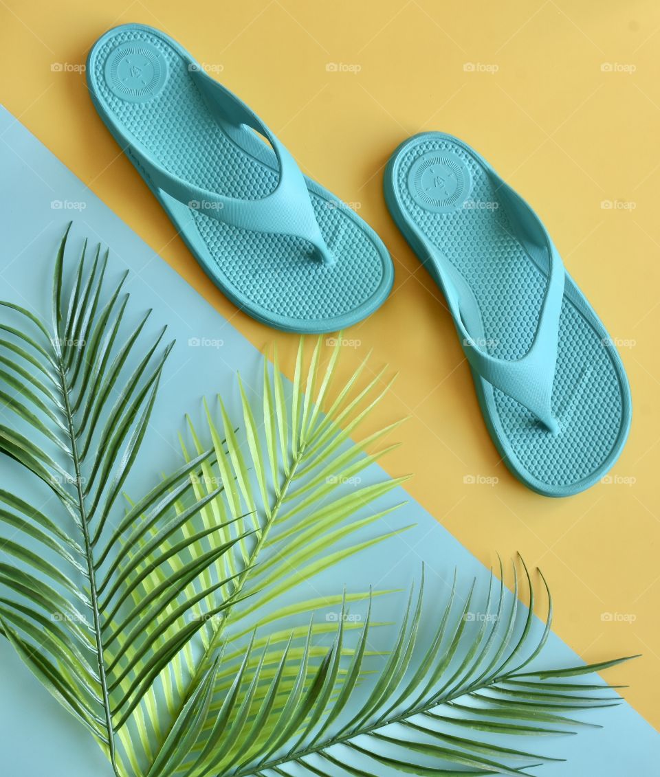 Totes flip flop sandals flat flat still life 