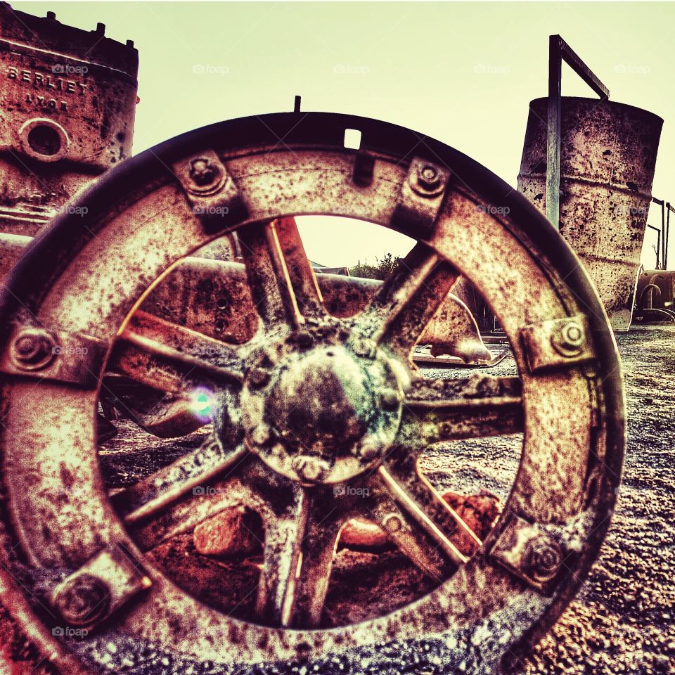 Old Wheel, Saltpeter Town, Atacama Desert, Chile. Old Wheel, Saltpeter Town, Atacama Desert, Chile