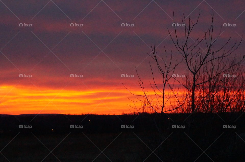 Sunset silouhette. Sunset in Oklahoma