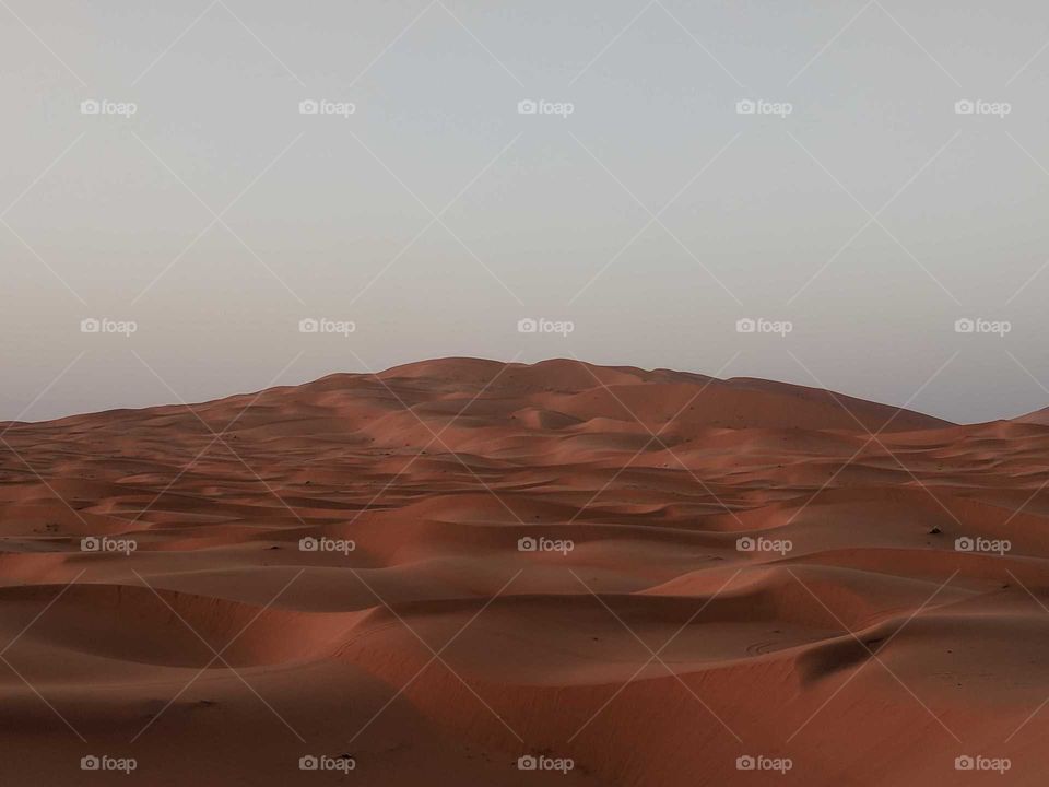Sand Dunes in the Sahara Desert in Morocco at Dawn (Dusk) Just Before Sunrise (Sunset) - Looks Like Outer Space (Mars)