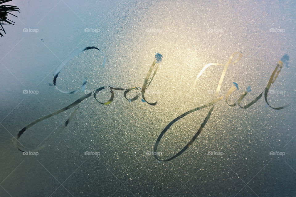 Text on foggy glass