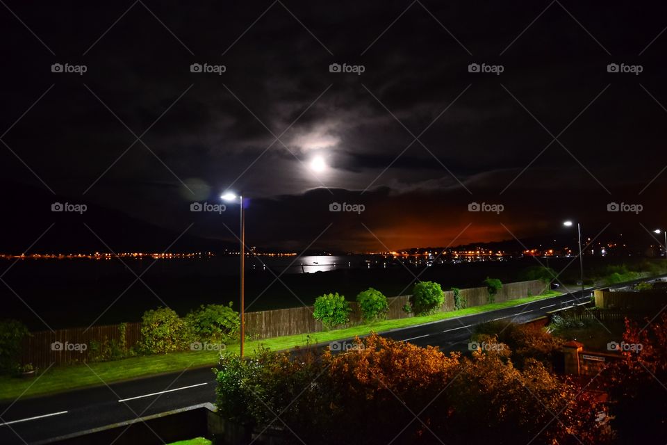 View of street during night