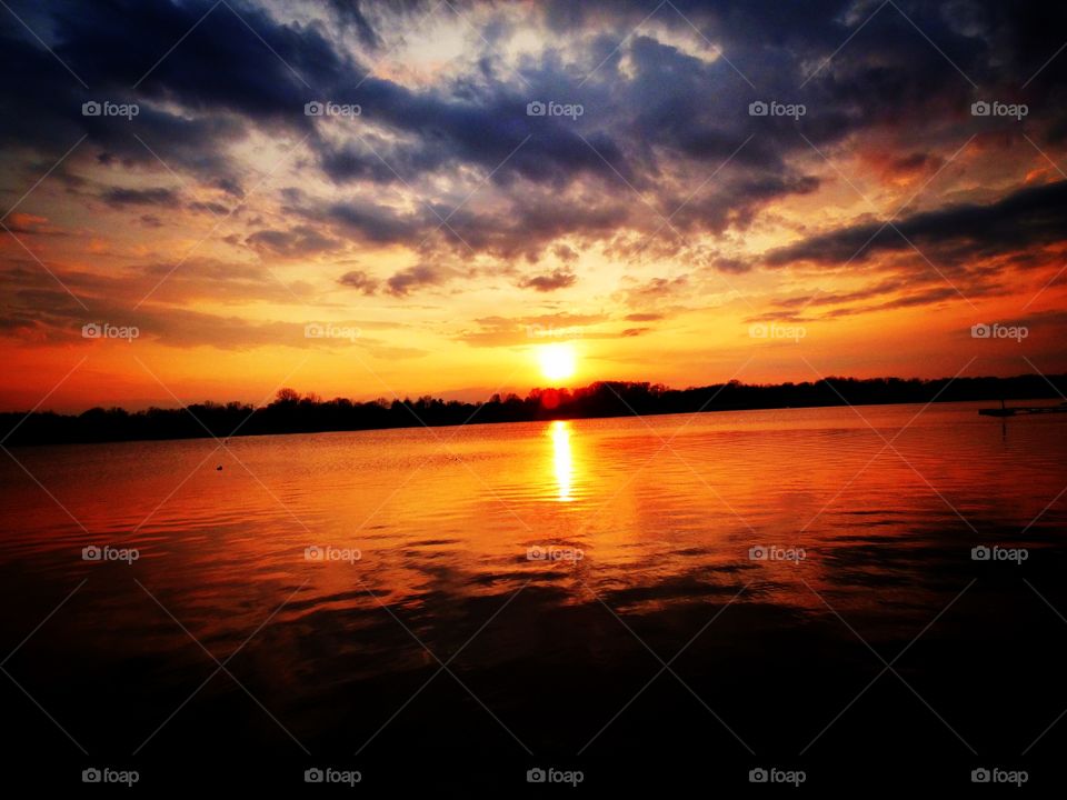 Beautiful sunset on the lake in Cicero Indiana 