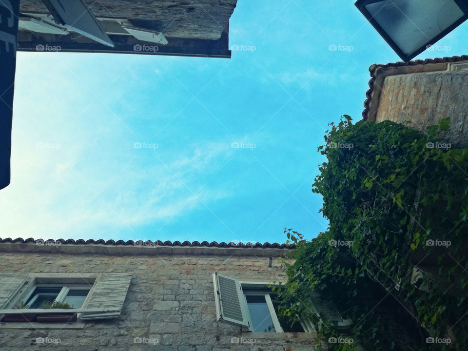 old stone houses with w